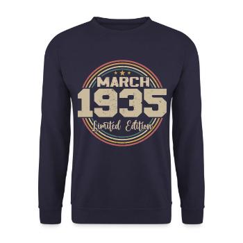 Awesome seit März 1935 Geburtstag 1935 Geschenk - Unisex Pullover - Navy - Vorne - Alina (178cm) & Michal (187cm)