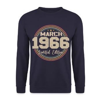 Awesome Since March 1966 Birthday 1966 Gift - Unisex Sweatshirt - navy - Front - Alina (178cm) & Michal (187cm)