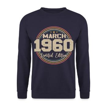 Awesome Since March 1960 Birthday 1960 Gift - Unisex Sweatshirt - navy - Front - Alina (178cm) & Michal (187cm)