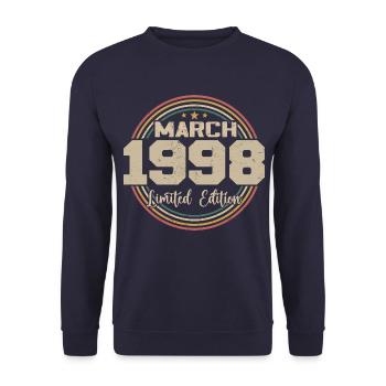 Awesome Since March 1998 Birthday 1998 Gift - Unisex Sweatshirt - navy - Front - Alina (178cm) & Michal (187cm)