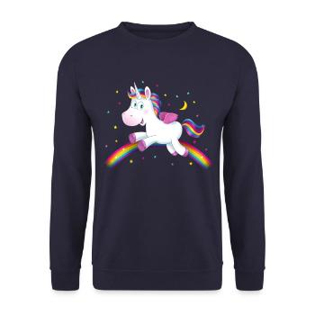 Cadeau arc-en-ciel Licorne - Sweat-shirt Unisexe - marine - Devant - Alina (178cm) & Michal (187cm)