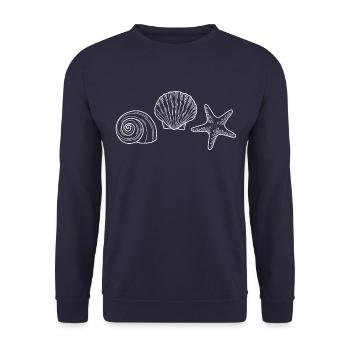 Shell, Starfish, Snail - white - Unisex Sweatshirt - navy - Front - Alina (178cm) & Michal (187cm)