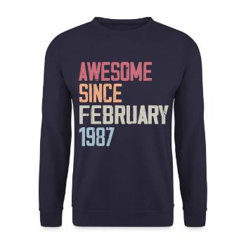 Février 1987, 37e anniversaire 1987 Fevrier 37 ans - Sweat-shirt Unisexe - marine - Devant - Alina (178cm) & Michal (187cm)
