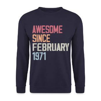 Februar 1971, 53. Geburtstag 1971 Februar 53 Jahre - Unisex Pullover - Navy - Vorne - Alina (178cm) & Michal (187cm)