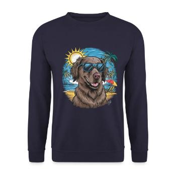Flat Coated Retriever with Sunglasses - Unisex Sweatshirt - navy - Front - Alina (178cm) & Michal (187cm)