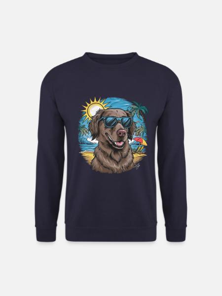 Flat Coated Retriever with Sunglasses - Unisex Sweatshirt - navy