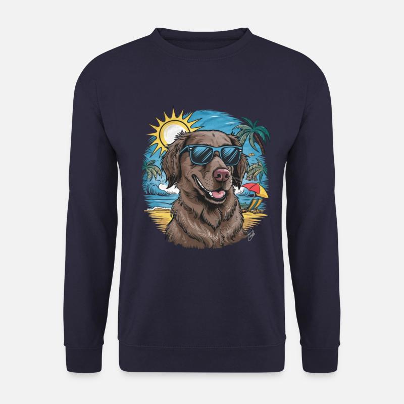 Flat Coated Retriever with Sunglasses - Unisex Sweatshirt - navy