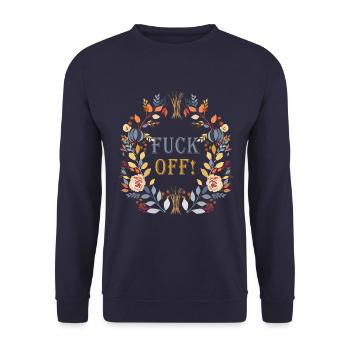 FUCK OFF - Unisex Sweatshirt - navy - Front - Alina (178cm) & Michal (187cm)