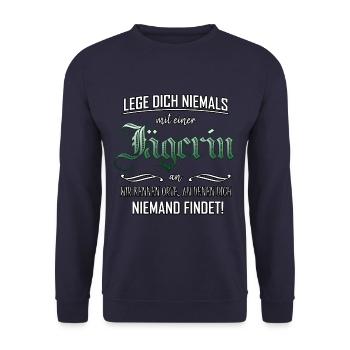 Never mess with a hunter, gift - Unisex Sweatshirt - navy - Front - Alina (178cm) & Michal (187cm)