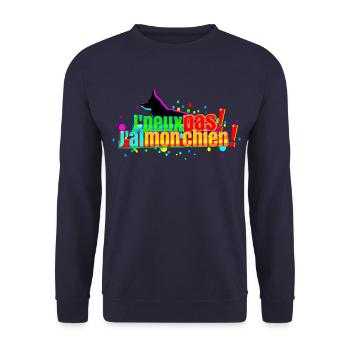 J'peux pas j'ai mon chien - Sweat-shirt Unisexe - marine - Devant - Alina (178cm) & Michal (187cm)