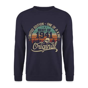 Vintage 1941 Légende - Rétro Cadeau D’anniversaire - Sweat-shirt Unisexe - marine - Devant - Alina (178cm) & Michal (187cm)