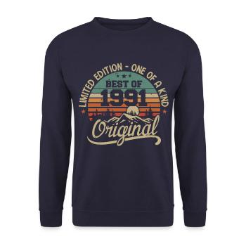 Vintage 1991 Légende - Rétro Cadeau D’anniversaire - Sweat-shirt Unisexe - marine - Devant - Alina (178cm) & Michal (187cm)
