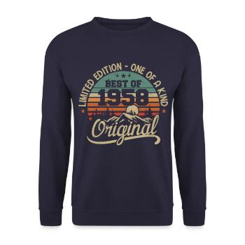 Vintage 1958 Légende - Rétro Cadeau D’anniversaire - Sweat-shirt Unisexe - marine - Devant - Alina (178cm) & Michal (187cm)