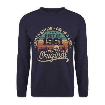 Vintage 1961 Légende - Rétro Cadeau D’anniversaire - Sweat-shirt Unisexe - marine - Devant - Alina (178cm) & Michal (187cm)