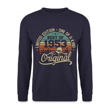 Vintage 1953 Légende - Rétro Cadeau D’anniversaire - Sweat-shirt Unisexe - marine - Devant - Alina (178cm) & Michal (187cm)