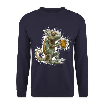 Chameleon Bière Drôle - Sweat-shirt Unisexe - marine - Devant - Alina (178cm) & Michal (187cm)