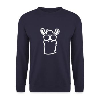 Lama avec des lunettes de soleil! / Lama avec des lunettes de soleil! - Sweat-shirt Unisexe - marine - Devant - Alina (178cm) & Michal (187cm)