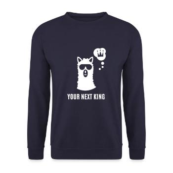 Lama - Llama / YOUR NEXT KING - Unisex Pullover - Navy - Vorne - Alina (178cm) & Michal (187cm)