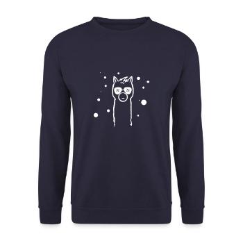 Lama avec des lunettes de soleil! / Lama avec des lunettes de soleil! - Sweat-shirt Unisexe - marine - Devant - Alina (178cm) & Michal (187cm)