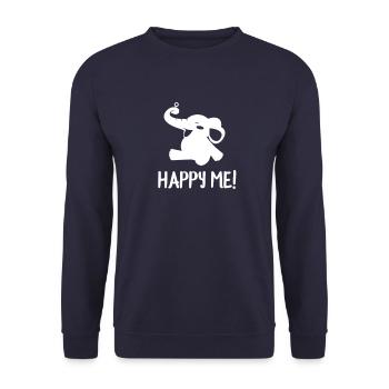 Elefant - elephant happy me! - Unisex Pullover - Navy - Vorne - Alina (178cm) & Michal (187cm)