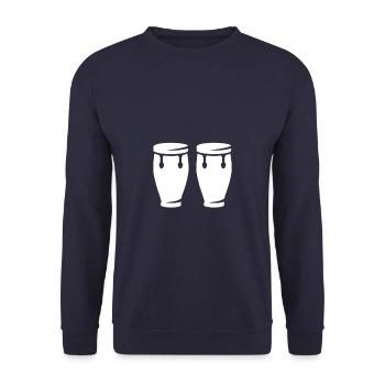 Drums - Trommel - Musiker -Djembe - Unisex Pullover - Navy - Vorne - Alina (178cm) & Michal (187cm)