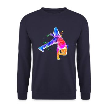 Break Dancer Hip Hop - Unisex Pullover - Navy - Vorne - Alina (178cm) & Michal (187cm)