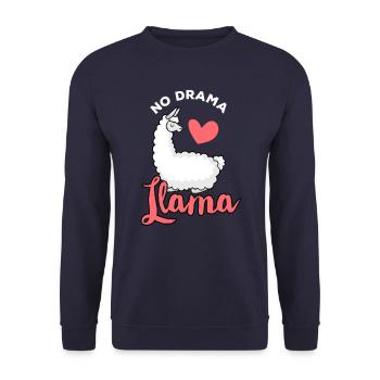 Lama - Llama / PAS DE DRAMA LAMA / Amour - Sweat-shirt Unisexe - marine - Devant - Alina (178cm) & Michal (187cm)