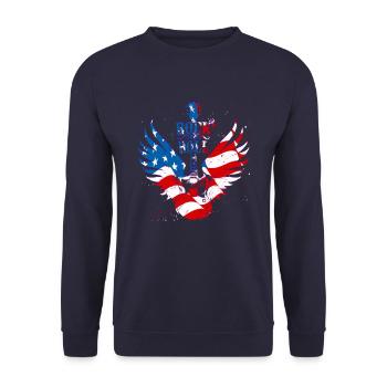 Gitarre - Guitar / Rock N Roll / American Style - Unisex Pullover - Navy - Vorne - Alina (178cm) & Michal (187cm)