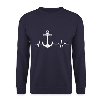 Heartbeat - Heartbeat / Ancre - Ancre - Sweat-shirt Unisexe - marine - Devant - Alina (178cm) & Michal (187cm)
