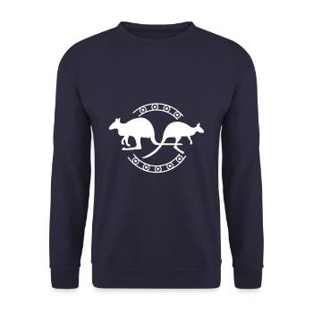 Känguru - Kangaroo / Australia - Naturschutz - Unisex Pullover - Navy - Vorne - Alina (178cm) & Michal (187cm)