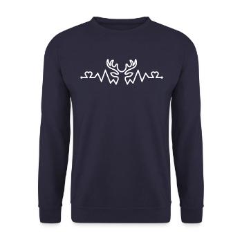 Deer Heart Rate and Hearts - Unisex Sweatshirt - navy - Front - Alina (178cm) & Michal (187cm)