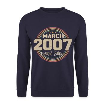 Awesome Since March 2007 Birthday 2007 Gift - Unisex Sweatshirt - navy - Front - Alina (178cm) & Michal (187cm)