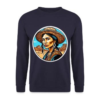 Mujer en el desierto - Sweat-shirt Unisexe - marine - Devant - Alina (178cm) & Michal (187cm)