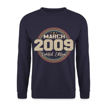 Awesome Since March 2009 Birthday 2009 Gift - Unisex Sweatshirt - navy - Front - Alina (178cm) & Michal (187cm)