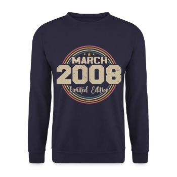 Awesome Since March 2008 Birthday 2008 Gift - Unisex Sweatshirt - navy - Front - Alina (178cm) & Michal (187cm)