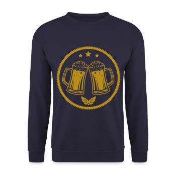 Beer - Beer / Beer Mug - Beer Bottle Beer Barrel - Unisex Sweatshirt - navy - Front - Alina (178cm) & Michal (187cm)