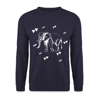 Elefant - Afrika Safari Natur - Unisex Pullover - Navy - Vorne - Alina (178cm) & Michal (187cm)