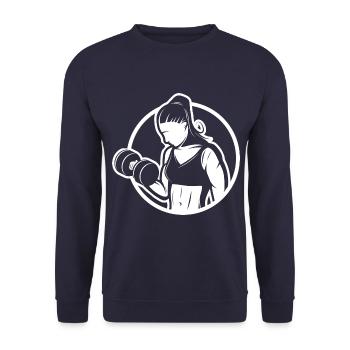Bodybuilding - Gewichtheben Fitness Workout - Unisex Pullover - Navy - Vorne - Alina (178cm) & Michal (187cm)