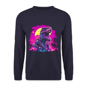Cyber-T-Rex - Unisex Pullover - Navy - Vorne - Alina (178cm) & Michal (187cm)