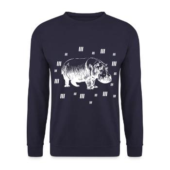 Nilpferd - Safari Wildnis Afrika - Unisex Pullover - Navy - Vorne - Alina (178cm) & Michal (187cm)