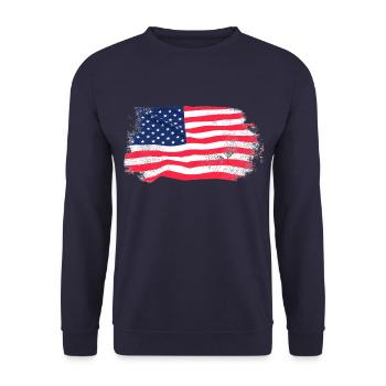 USA Flag - Vintage Look - Unisex Sweatshirt - navy - Front - Alina (178cm) & Michal (187cm)