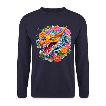 Chinese Dragon - Unisex Sweatshirt - navy - Front - Alina (178cm) & Michal (187cm)