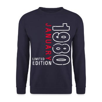 45ème Anniversaire Original Janvier 1980 Millésime 80's - Sweat-shirt Unisexe - marine - Devant - Alina (178cm) & Michal (187cm)