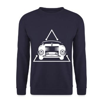 Oldtimer - Auto - Nostalgisch - Fahrzeuge - USA - Unisex Pullover - Navy - Vorne - Alina (178cm) & Michal (187cm)