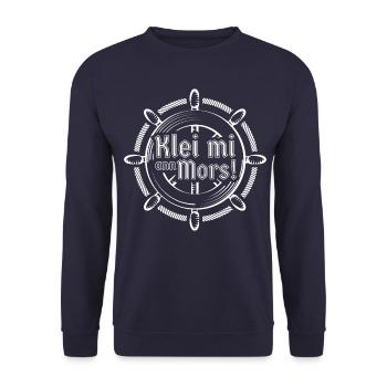 klei mi ann Mors weiß - Unisex Pullover - Navy - Vorne - Alina (178cm) & Michal (187cm)