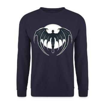 Vampir, Halloween, Mond - Unisex Pullover - Navy - Vorne - Alina (178cm) & Michal (187cm)
