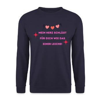 Mein Herz schlägt für dich wie das einer Leiche! - Unisex Pullover - Navy - Vorne - Alina (178cm) & Michal (187cm)