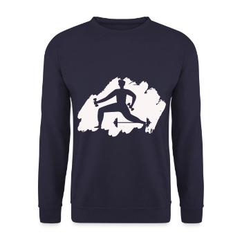 Bodybuilding Gewichtheben Fitness Workout - Unisex Pullover - Navy - Vorne - Alina (178cm) & Michal (187cm)