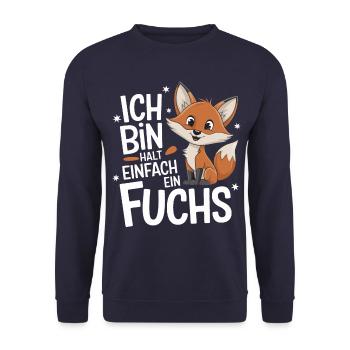 Fuchs Füchse Wildtier Waldtier Rotfuchs - Unisex Pullover - Navy - Vorne - Alina (178cm) & Michal (187cm)