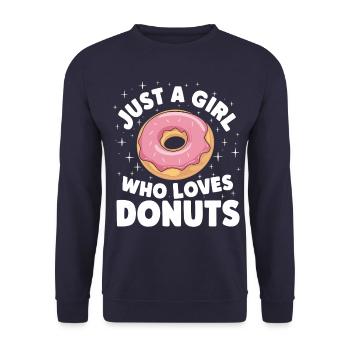 Donut Donuts Süßigkeiten Bagel - Unisex Pullover - Navy - Vorne - Alina (178cm) & Michal (187cm)